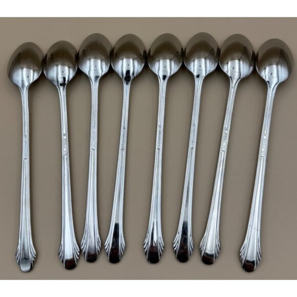 Set of 8 Gorham CALAIS 18/8 Stainless Steel Glossy Iced Tea Spoons - Picture 9 of 10